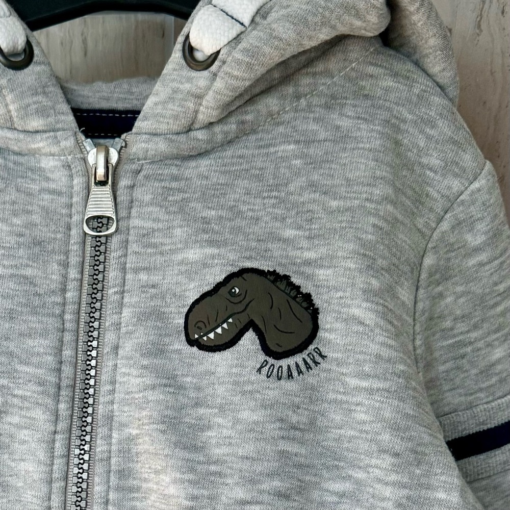TOUGH TEAM - 3D Dinosaur Long-Sleeve Zipper with RAAA Hoodie | Fleece Interior